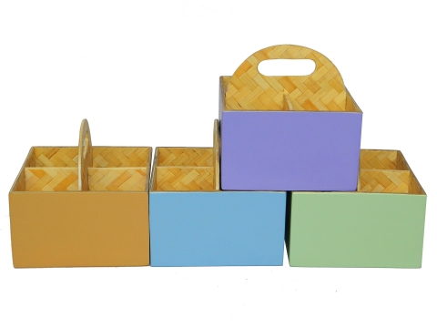 Square bamboo flatware caddy lacquered